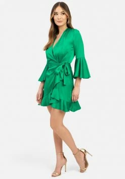 JUMP Flounce Satin Wrap Dress