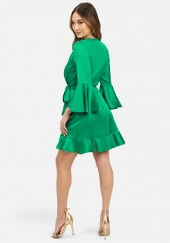 JUMP Flounce Satin Wrap Dress