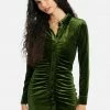 JUMP Clothing Velour Shirred Polo Dress