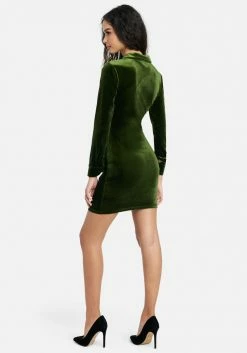 JUMP Clothing Velour Shirred Polo Dress