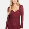 JUMP Clothing Puff Sleeve Mesh And Lace Dress