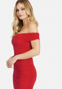 JUMP Off Shoulder Ruched Dress
