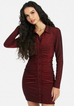 JUMP Clothing Sparkle Shirred Polo Dress