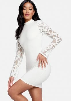 JUMP Bridal Mock Neck Embroidered Sleeve Mini Dress 8 JUMP Bridal Mock Neck Embroidered Sleeve Mini Dress
