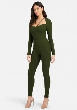 JUMP Strappy Neck Rib Catsuit Clothing