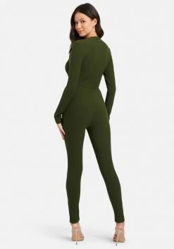 JUMP Strappy Neck Rib Catsuit Clothing