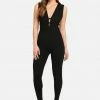 JUMP Bandage Plunge Neck Catsuit Bandage Dresses