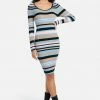 JUMP Print Shop Long Sleeve Striped Sweater Dress