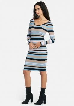 JUMP Print Shop Long Sleeve Striped Sweater Dress