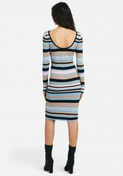 JUMP Print Shop Long Sleeve Striped Sweater Dress