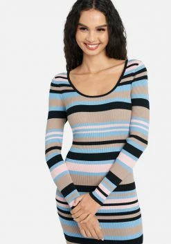 JUMP Print Shop Long Sleeve Striped Sweater Dress