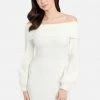 JUMP Bridal Overlay Balloon Sleeve Knit Dress