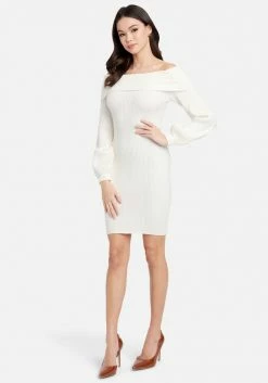 JUMP Bridal Overlay Balloon Sleeve Knit Dress