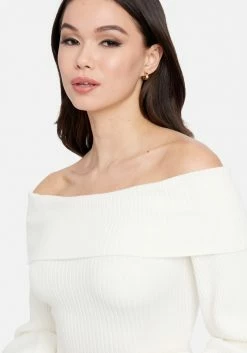 JUMP Bridal Overlay Balloon Sleeve Knit Dress