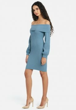 JUMP Overlay Balloon Sleeve Knit Dress