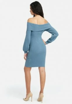 JUMP Overlay Balloon Sleeve Knit Dress