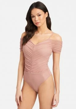 TC Ruched Cold Shoulder Mesh Bodysuit 9 TC Ruched Cold Shoulder Mesh Bodysuit