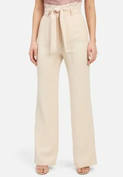 TC High Waist Paper Bag Self Tie Wide Leg Pant