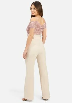 TC High Waist Paper Bag Self Tie Wide Leg Pant
