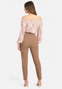 TC High Waist Multi Dart Woven Twill Slim Leg Pant Bridal