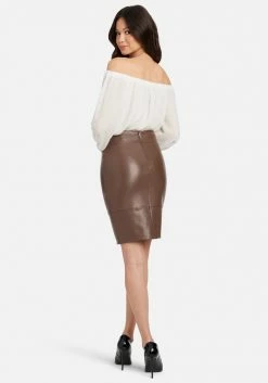 TC Vegan Leather Slit Pencil Skirt