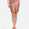TC Vegan Leather Slit Pencil Skirt Clothing