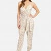 TC Printed Satin Wrap Top Jumpsuit