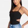TC Side Cutouts Knit Crepe Top