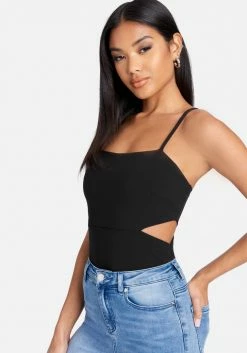 TC Side Cutouts Knit Crepe Top