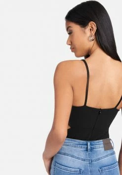 TC Side Cutouts Knit Crepe Top