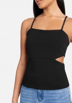 TC Side Cutouts Knit Crepe Top