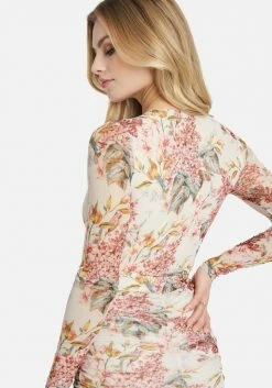 TC Bridal Printed Mesh Cross Front Bodysuit