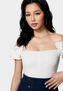 TC Festival Season Knit Crepe Off Shoulder Ruffle Top