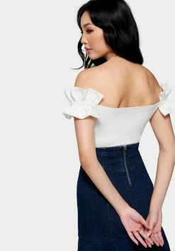 TC Festival Season Knit Crepe Off Shoulder Ruffle Top