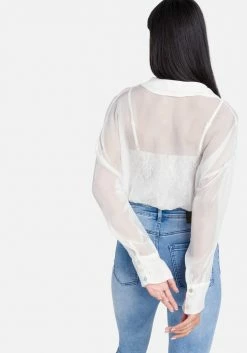 TC Velvet Chiffon Button Down Oversized Blouse