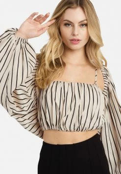 TC Twill Stripe Long Sleeve Bolero 2-Piece Top Spring/Summer