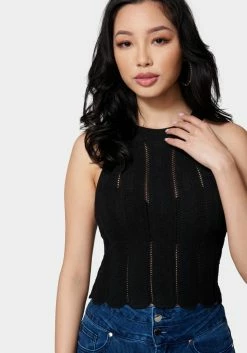TC Scallop Hem Pointelle Sweater Halter Top