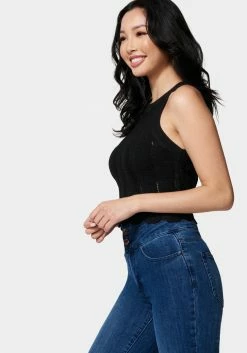 TC Scallop Hem Pointelle Sweater Halter Top