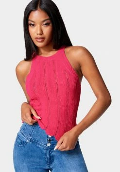 TC Festival Season Scallop Hem Pointelle Sweater Halter Top