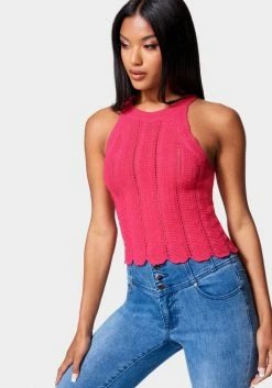 TC Festival Season Scallop Hem Pointelle Sweater Halter Top