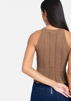 TC Scallop Hem Pointelle Sweater Halter Top