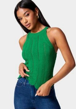 TC Festival Season Scallop Hem Pointelle Sweater Halter Top