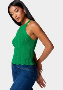 TC Festival Season Scallop Hem Pointelle Sweater Halter Top