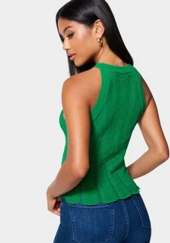 TC Festival Season Scallop Hem Pointelle Sweater Halter Top