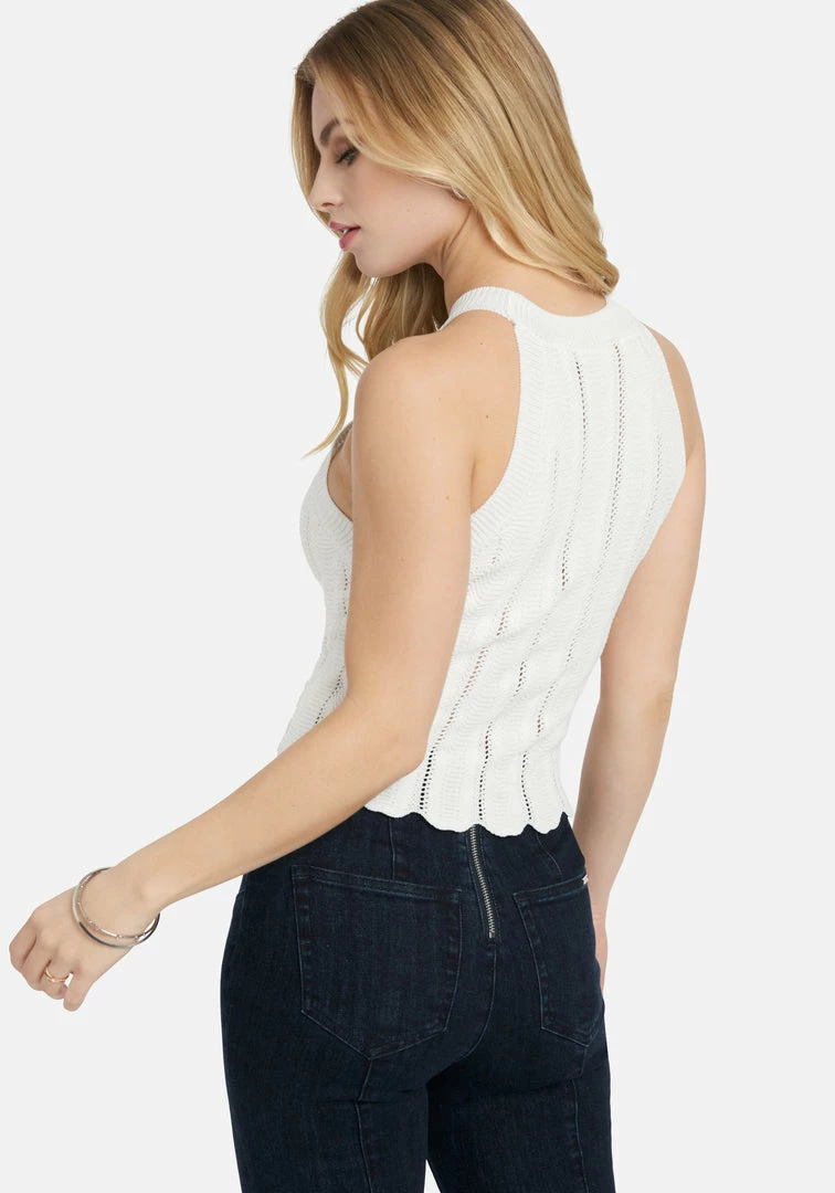 TC Festival Season Scallop Hem Pointelle Sweater Halter Top 4 TC Festival Season Scallop Hem Pointelle Sweater Halter Top