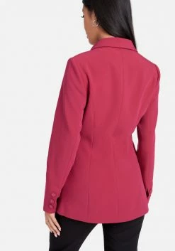 TC Tailoring Woven Twill Fitted One Button Long Jacket