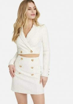 TC Stripe Twill Double Breasted Short Jacket