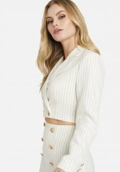 TC Stripe Twill Double Breasted Short Jacket