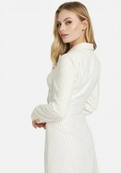 TC Stripe Twill Double Breasted Short Jacket