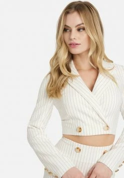 TC Stripe Twill Double Breasted Short Jacket